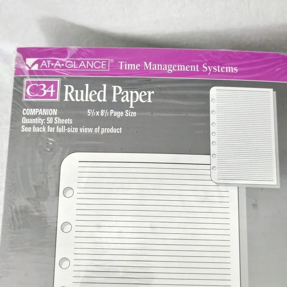 At A Glance Time Management Systems C34 Ruled Paper Refills 5.5